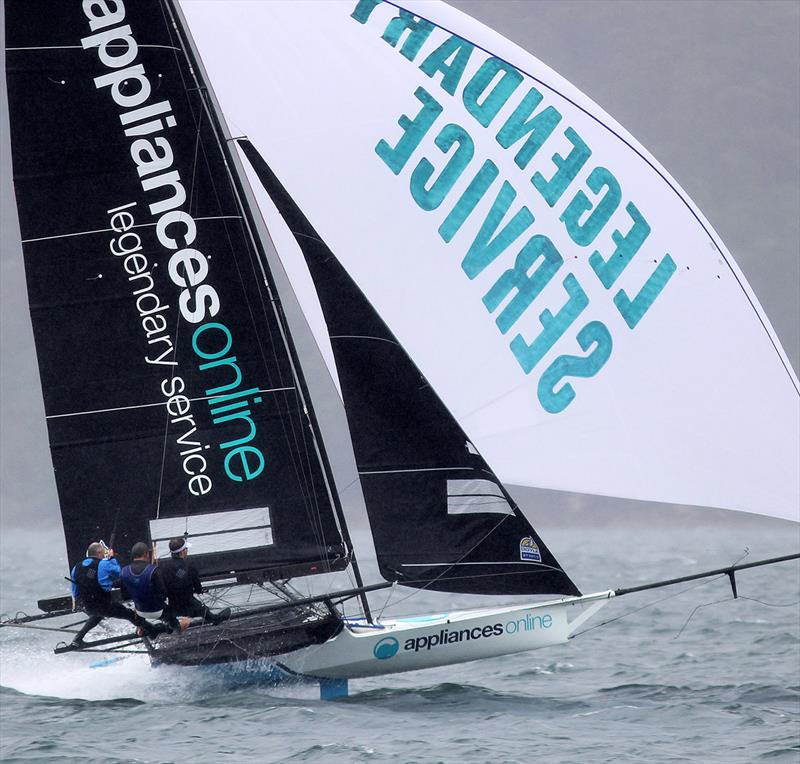 Appliancesonline.com.au team in much better racing breeze than the 40-knots they battled last Sunday photo copyright Frank Quealey taken at Australian 18 Footers League and featuring the 18ft Skiff class