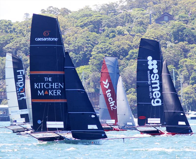 Soon after the start of 18ft Skiff NSW Championship Race 5 photo copyright Frank Quealey taken at Australian 18 Footers League and featuring the 18ft Skiff class