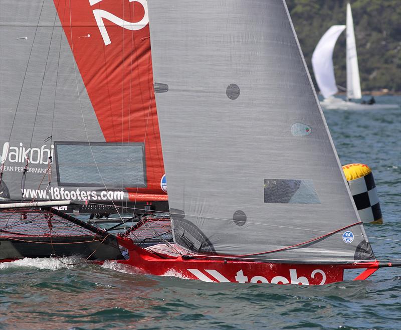 tech2 at the moment she becomes the official 2020-2021 18ft Skiff NSW Champion photo copyright Frank Quealey taken at Australian 18 Footers League and featuring the 18ft Skiff class