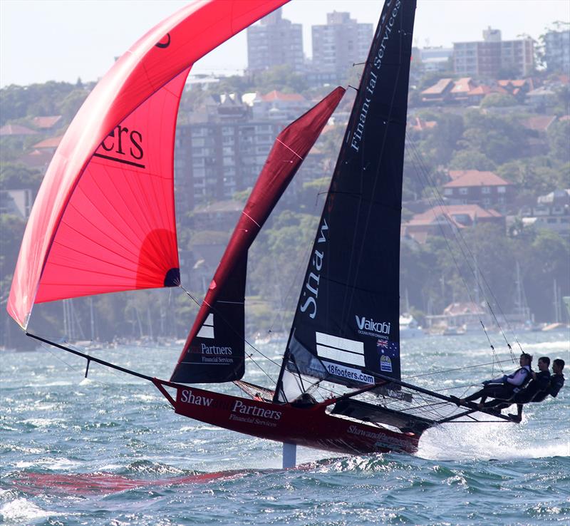 The young Shaw and Partners Financial Services team show real form in race 3 of the 18ft Skiff Australian Championship photo copyright Frank Quealey taken at Australian 18 Footers League and featuring the 18ft Skiff class