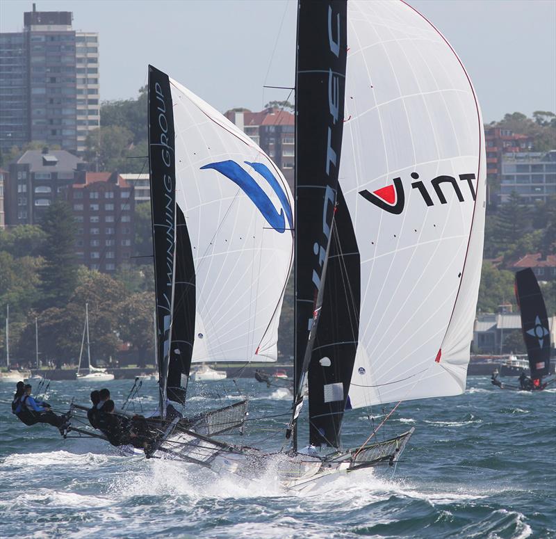 Vintec challenges Winning Group in Race 3 of the 18ft Skiff Australian Championship photo copyright Frank Quealey taken at Australian 18 Footers League and featuring the 18ft Skiff class