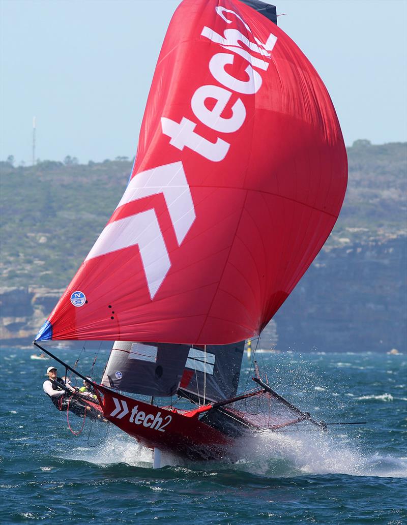 tech2 come home a winner in race 2 of the 18ft Skiff Australian Championship photo copyright Frank Quealey taken at Australian 18 Footers League and featuring the 18ft Skiff class