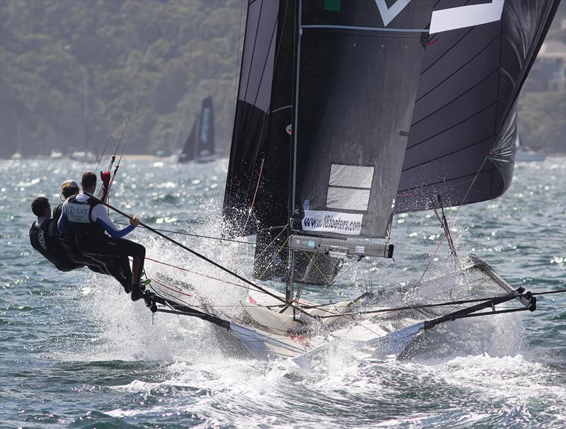 Ilve accelerates across the harbour in Race 7 of the 18ft Skiff Australian Championship - photo © Frank Quealey
