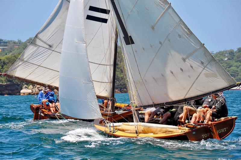 Tangalooma and Top Weight crossing tacks during the Australian Historical 18s Championship - photo © Bruce Kerridge