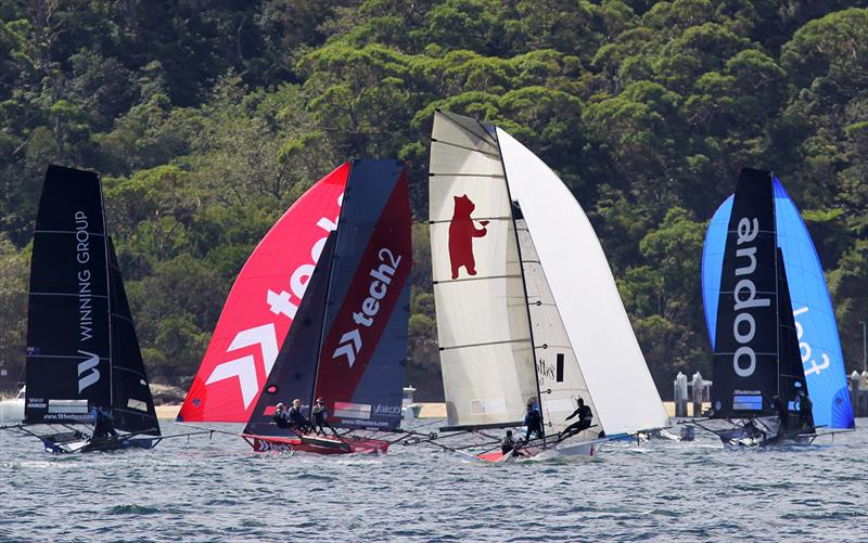 Approaching the mark in Chowder Bay during race 9 of the 18ft Skiff Australian Championship photo copyright Frank Quealey taken at Australian 18 Footers League and featuring the 18ft Skiff class