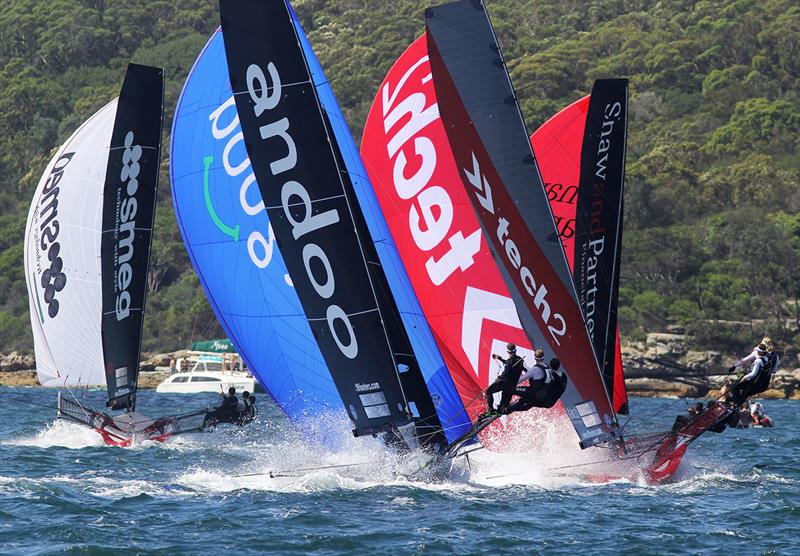 18ft Skiff JJ Giltinan Championship: Typical of the action likely to be seen at the JJs photo copyright Frank Quealey taken at Australian 18 Footers League and featuring the 18ft Skiff class