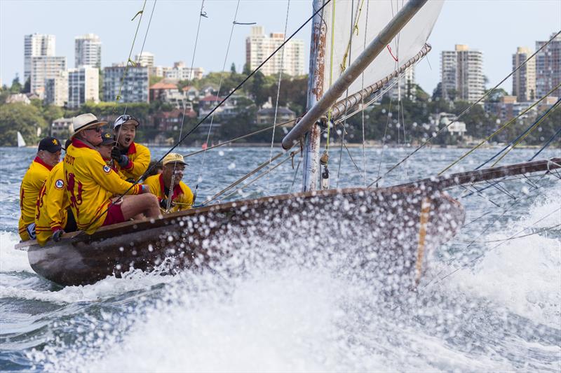 Historic 18-foot skiff on day 1 of the Sydney Harbour Regatta photo copyright Andrea Francolini taken at Middle Harbour Yacht Club and featuring the 18ft Skiff class