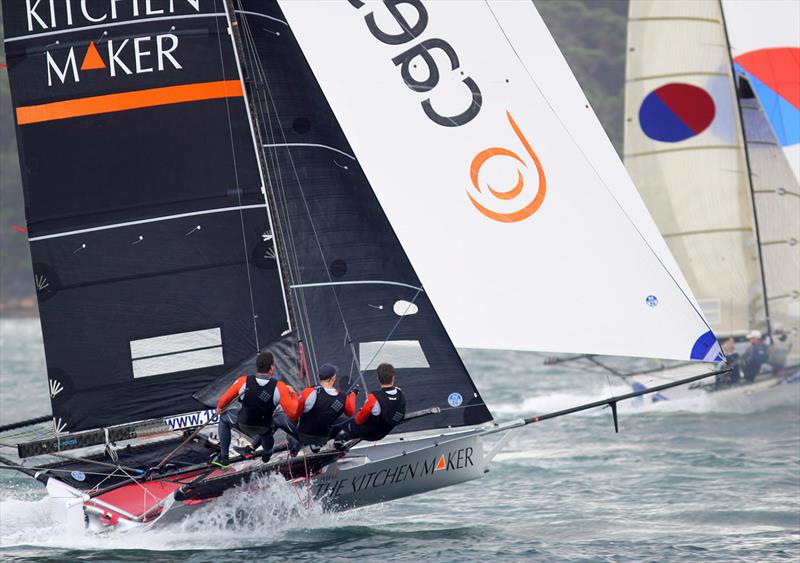 18ft Skiff JJ Giltinan Championship day 3: The Kitchen Maker-Caesarstone, a solid seventh in Race 4 photo copyright Frank Quealey taken at Australian 18 Footers League and featuring the 18ft Skiff class
