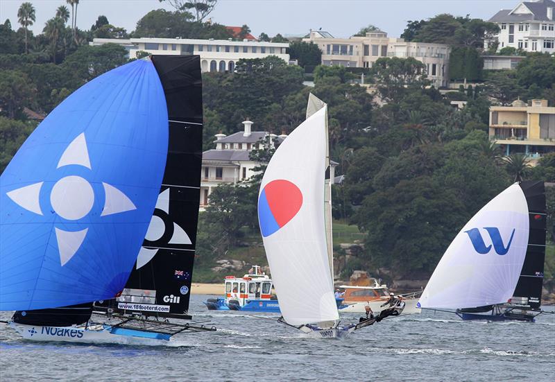 18ft Skiff JJ Giltinan Championship day 4: Noakes Blue continues good form to lead Yandoo and Yandoo Winning Group photo copyright Frank Quealey taken at Australian 18 Footers League and featuring the 18ft Skiff class