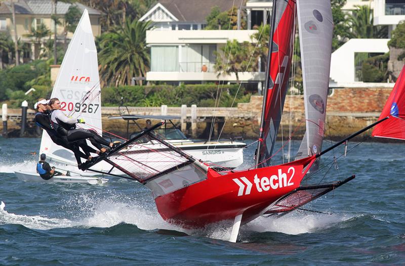 18ft Skiff JJ Giltinan Championship day 6: tech2 heads for the finish line a big winner photo copyright Frank Quealey taken at Australian 18 Footers League and featuring the 18ft Skiff class