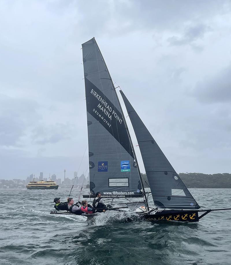 18ft Skiff Queen of the Harbour - Katie Richardson on Birkenhead Point Marina photo copyright Frank Quealey taken at Australian 18 Footers League and featuring the 18ft Skiff class