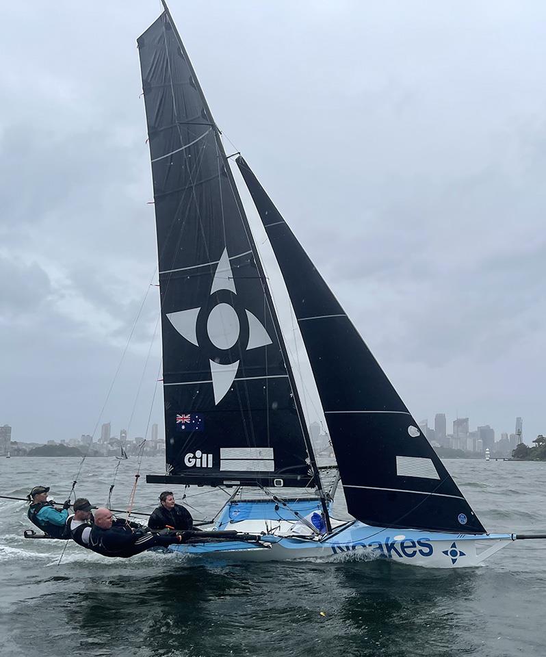 18ft Skiff Queen of the Harbour - Sandra Garlie joined skipper Yvette Heritage for a 2-female crew on Noakes Blue photo copyright Jessica Crisp taken at Australian 18 Footers League and featuring the 18ft Skiff class