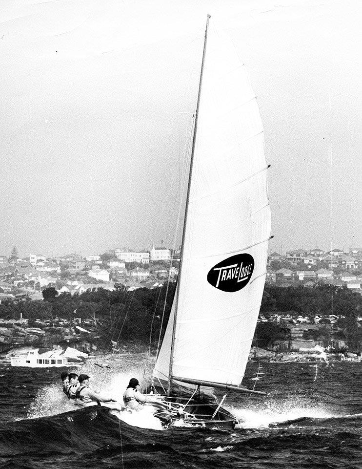 Bob Holmes-led Travelodge plows through a Nor'Easter on Sydney Harbour in the 1960s - photo © Archive