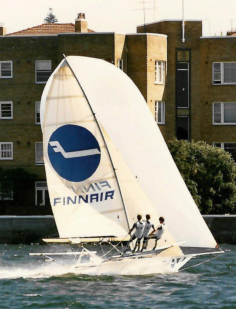 Finnair in 1987-1988 photo copyright Frank Quealey taken at Australian 18 Footers League and featuring the 18ft Skiff class