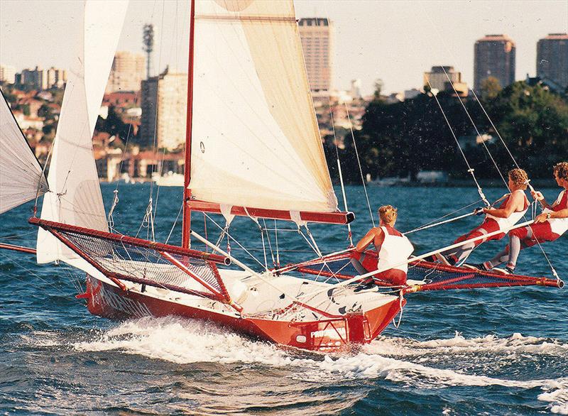 Prudentian crew in action during the 1988-1989 season photo copyright Frank Quealey taken at Australian 18 Footers League and featuring the 18ft Skiff class