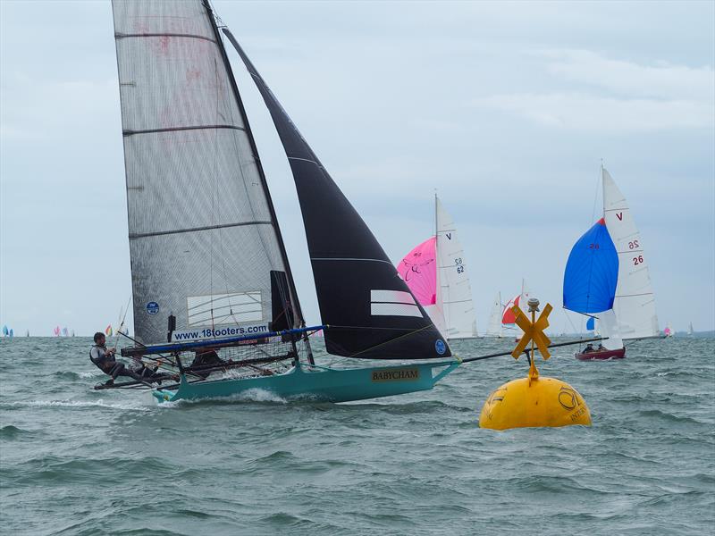 18ft Skiff racing at Calshot photo copyright Kate Sullivan taken at  and featuring the 18ft Skiff class