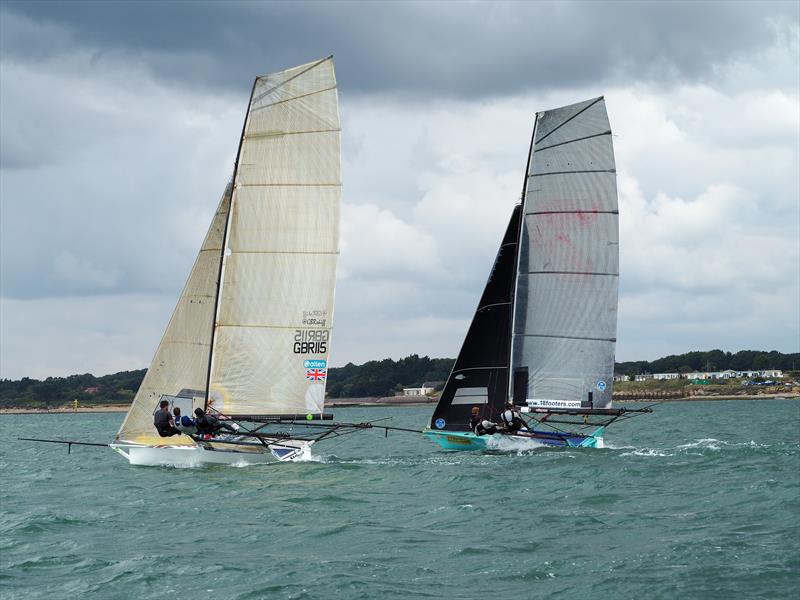 18ft Skiff racing at Calshot photo copyright Kate Sullivan taken at  and featuring the 18ft Skiff class