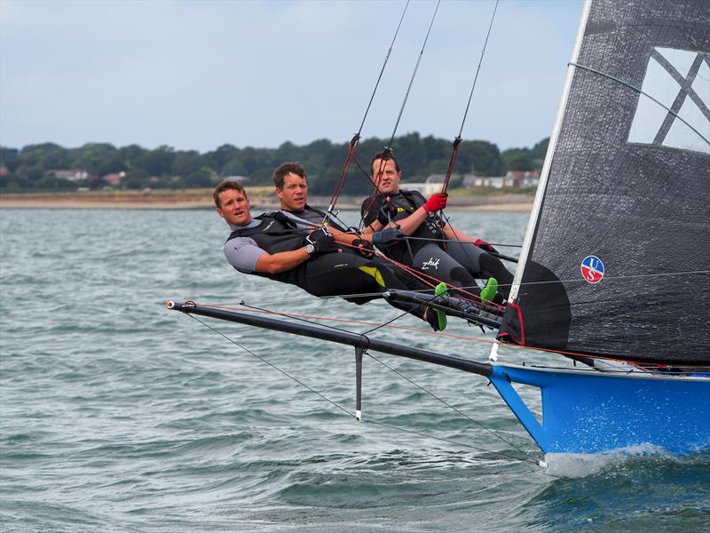 18ft Skiff racing at Calshot photo copyright Kate Sullivan taken at  and featuring the 18ft Skiff class