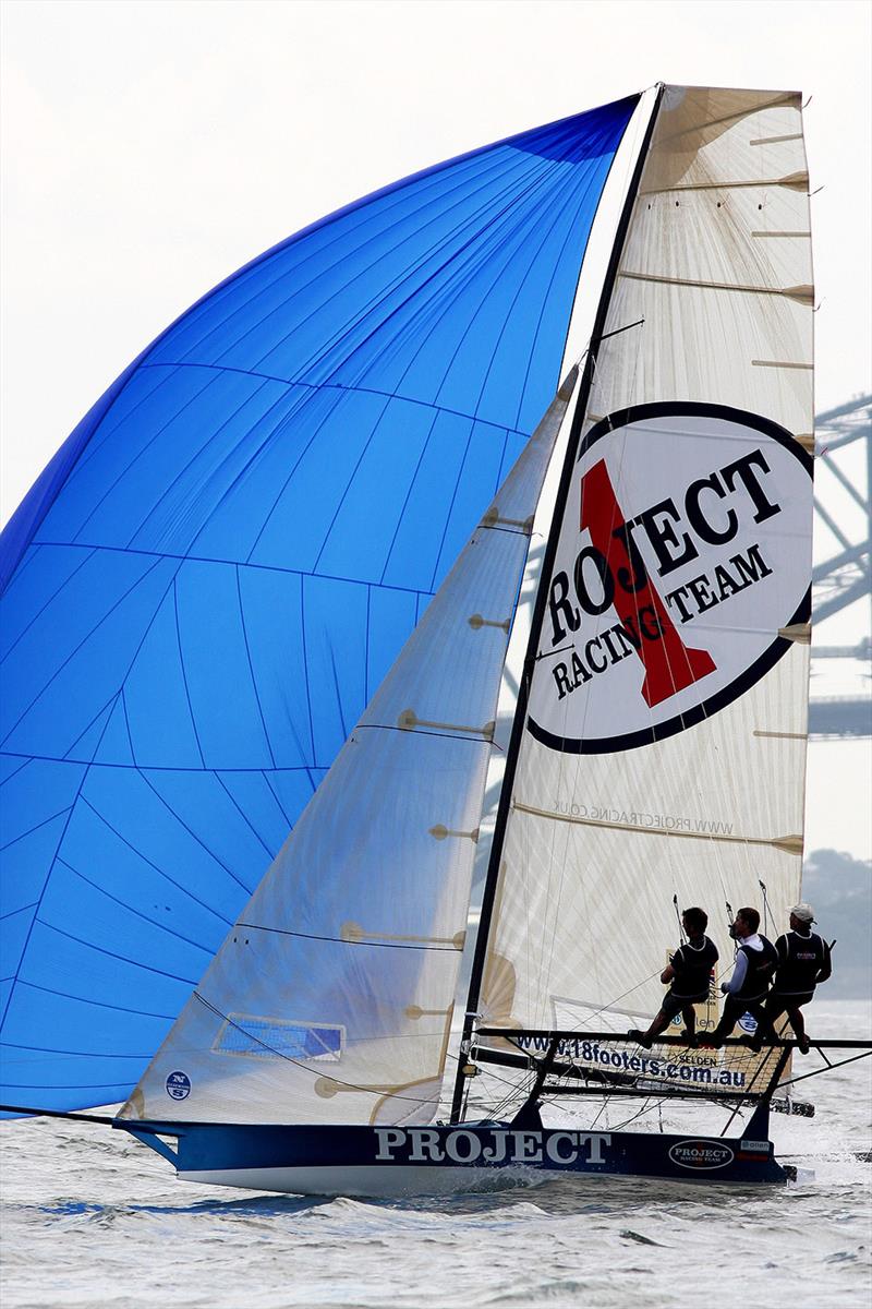 The British 18 Footer Challenge: Andy Budgen's 2009 Project Racing photo copyright Frank Quealey taken at Australian 18 Footers League and featuring the 18ft Skiff class