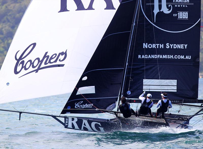 Rag and Famish Hotel led early in last week's first race of the 18ft Skiff Spring Championship - photo © Frank Quealey