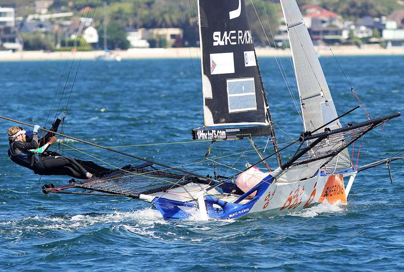 Winning style of the Balmain Slake team last week on the opening Sunday of the 18ft Skiff Spring Championship photo copyright Frank Quealey taken at Australian 18 Footers League and featuring the 18ft Skiff class