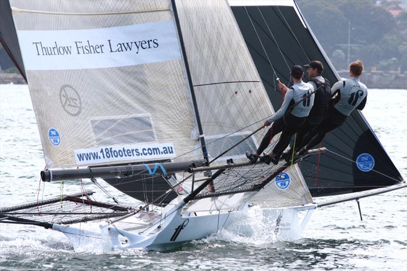 Race 11 of the 18ft Skiff Club Championship photo copyright Frank Quealey taken at Sydney Flying Squadron and featuring the 18ft Skiff class