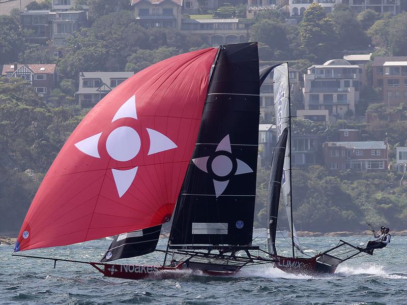 Noakesailing edges out Panasonic Lumix in Race 7 photo copyright Frank Quealey taken at Australian 18 Footers League and featuring the 18ft Skiff class