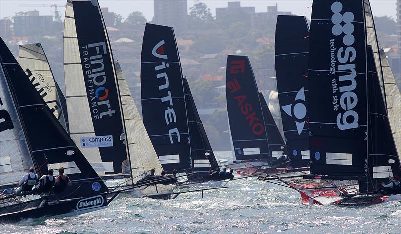 Start of Race 7 photo copyright Frank Quealey taken at Australian 18 Footers League and featuring the 18ft Skiff class