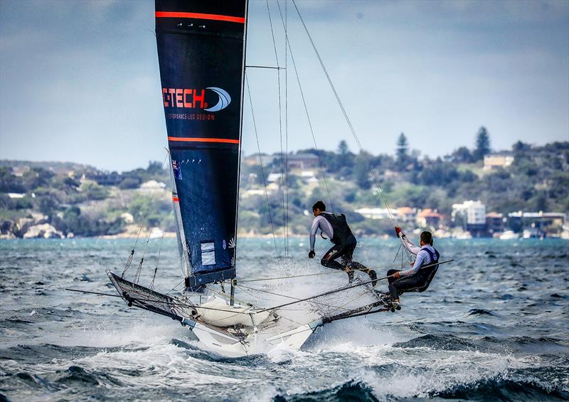 Race 3, JJ Giltinan 18ft Skiff Championship, Sydney, March 6, 2018 photo copyright Michael Chittenden taken at Australian 18 Footers League and featuring the 18ft Skiff class