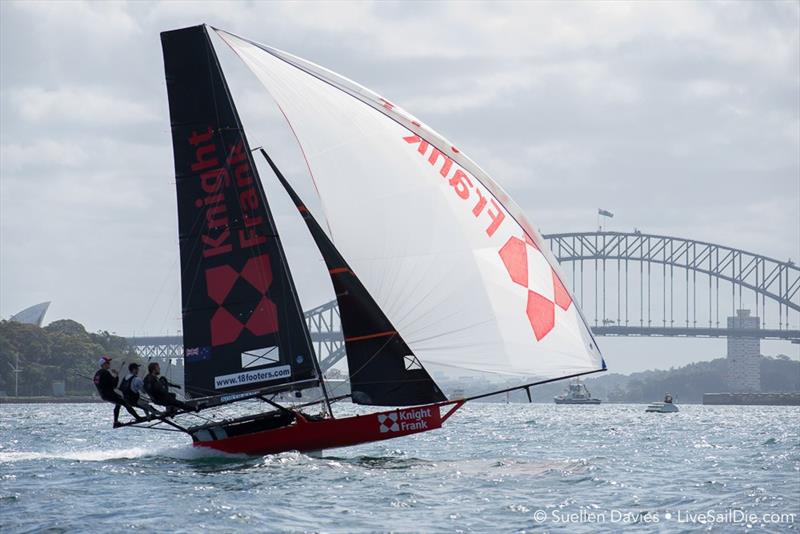 Knight Frank -Race 3, JJ Giltinan 18ft Skiff Championship - Sydney, March 6, 2018 photo copyright Suellen Davies / Auckland Skiff League taken at Royal Akarana Yacht Club and featuring the 18ft Skiff class