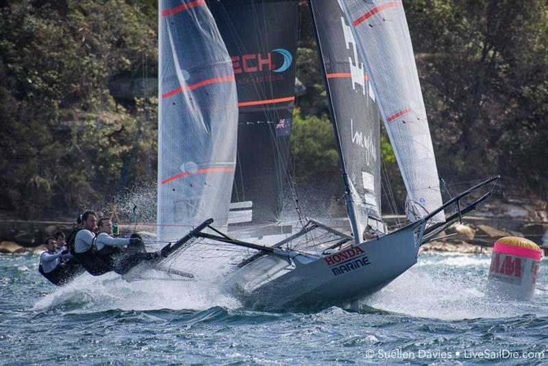 Honda Marine - Race 3, JJ Giltinan 18ft Skiff Championship - Sydney, March 6, 2018 photo copyright Suellen Davies / Auckland Skiff League taken at Royal Akarana Yacht Club and featuring the 18ft Skiff class