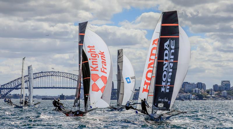 JJ Giltinan 18ft Skiff Championship, March 8, 2018 Sydney Harbour photo copyright Michael Chittenden taken at Australian 18 Footers League and featuring the 18ft Skiff class