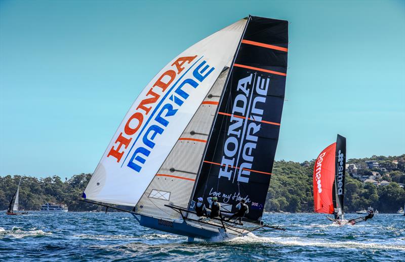 Final day, 2018 Giltinan 18fter International Championship, Sydney, Match 11, 2018 photo copyright Michael Chittenden taken at Australian 18 Footers League and featuring the 18ft Skiff class