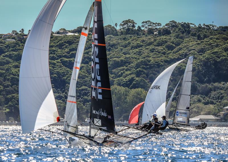 Final day, 2018 Giltinan 18fter International Championship, Sydney, Match 11, 2018 photo copyright Michael Chittenden taken at Australian 18 Footers League and featuring the 18ft Skiff class