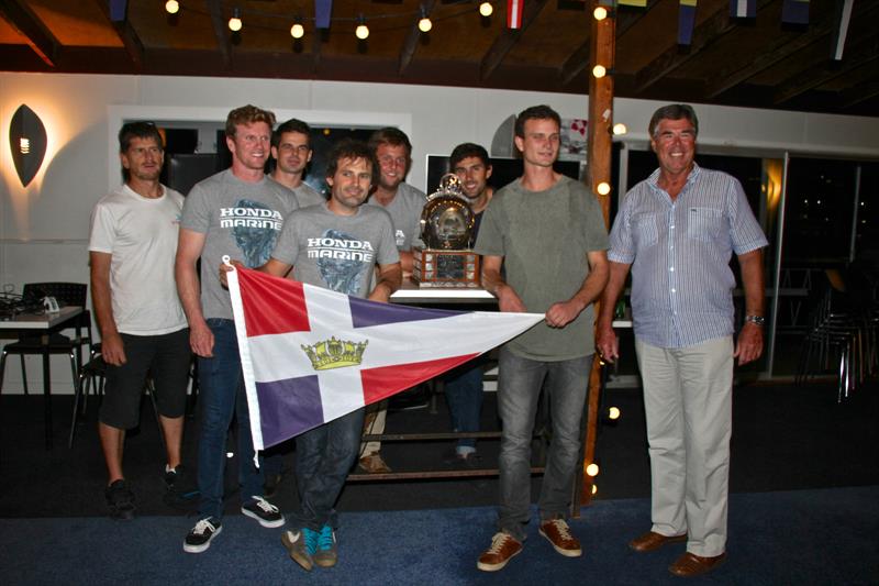 Graham Catley with the 18ft Skiff team - JJ Giltinan Trophy returns to Auckland - March 23, photo copyright Richard Gladwell taken at  and featuring the 18ft Skiff class