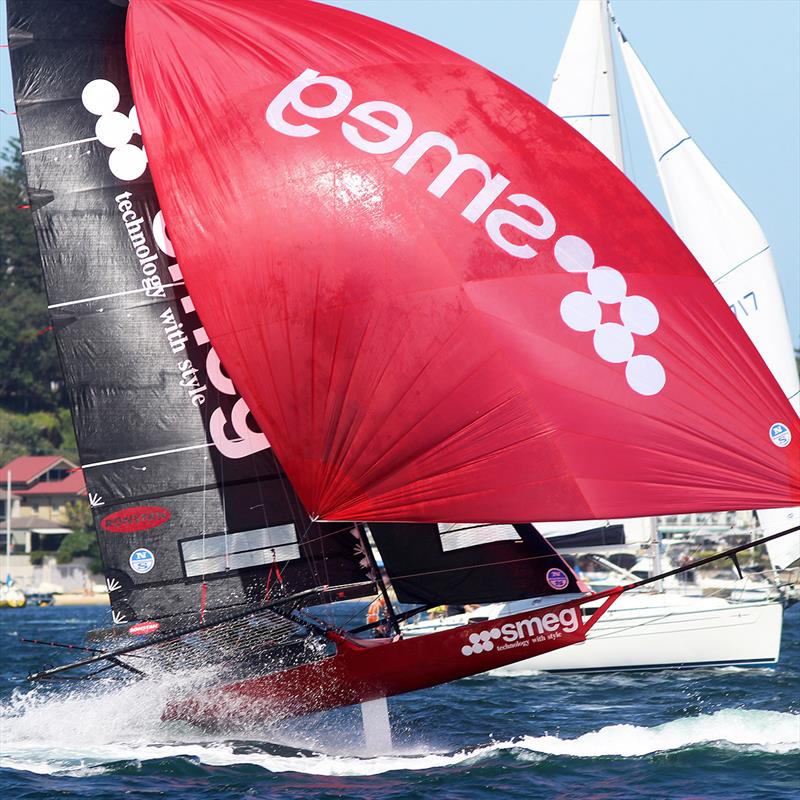 2016 Giltinan champion in action lats season on a busy Sydney Harbour photo copyright Frank Quealey taken at Australian 18 Footers League and featuring the 18ft Skiff class