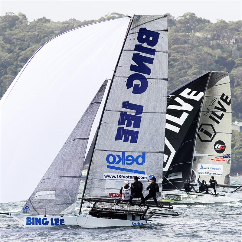 Bing Lee and Ilve demonstrate the close racing during 18ft Spring Championship Race 2 photo copyright Frank Quealey taken at Australian 18 Footers League and featuring the 18ft Skiff class