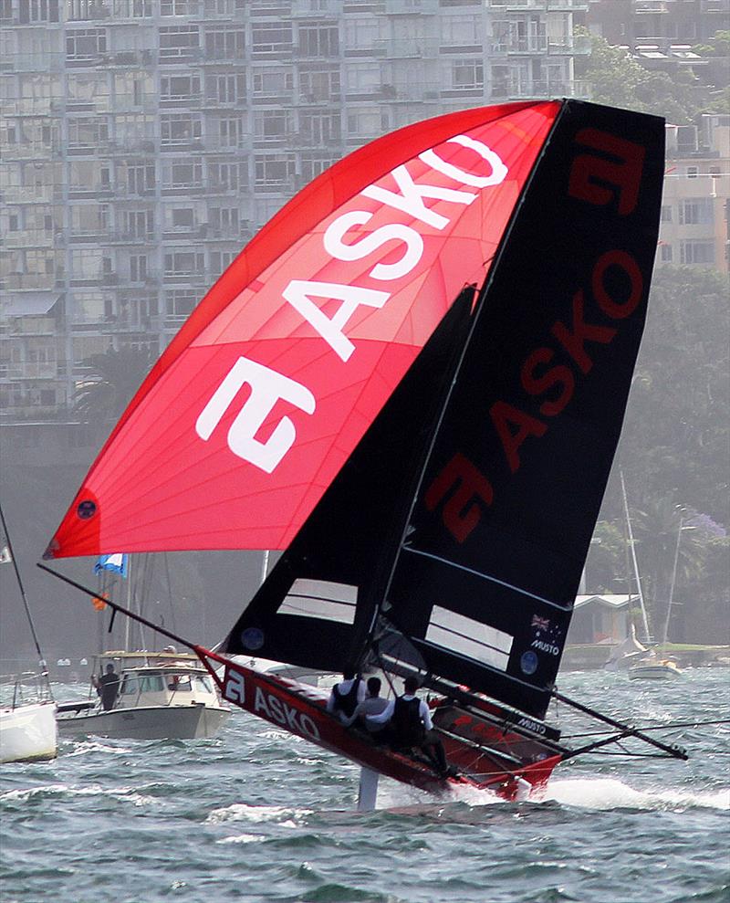 Asko Appliances is only 2 points from the lead in the 2018-2019 NSW 18ft Skiff Championship photo copyright Frank Quealey taken at Australian 18 Footers League and featuring the 18ft Skiff class