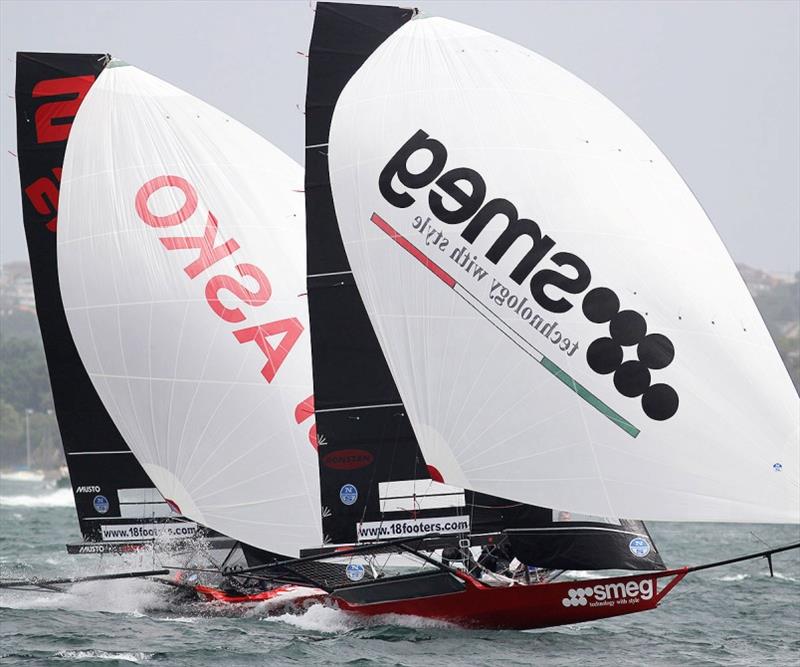 Smeg and Asko Appliances were tied for the championship lead going into the final race - 2019 NSW 18ft Skiff Championship photo copyright Frank Quealey taken at Australian 18 Footers League and featuring the 18ft Skiff class