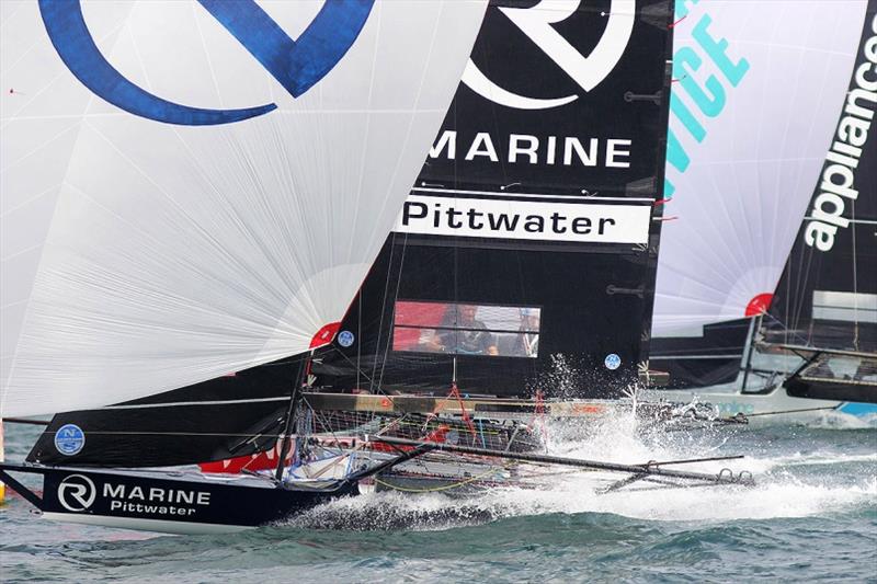 R Marine Pittwater and Appliancesonline in a close finish - 2019 NSW 18ft Skiff Championship photo copyright Frank Quealey taken at Australian 18 Footers League and featuring the 18ft Skiff class