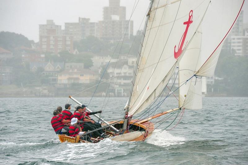 Race 2 last run, Yendys takes the gun - 2019 Historical 18 Footer Australian Championship - photo © Bruce Kerridge