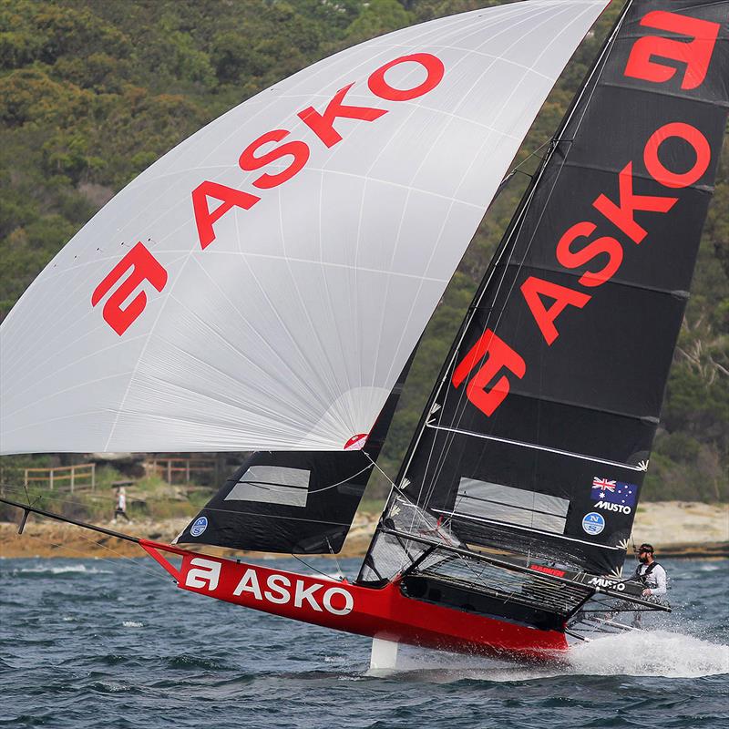 Asko Appliances lead the points table going into the finals on Sunday heads for the finish line - 18ft Skiff Australian Championship 2019 photo copyright Frank Quealey taken at Australian 18 Footers League and featuring the 18ft Skiff class