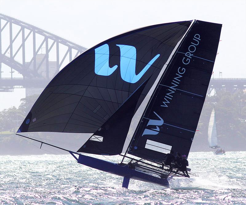 Winning Group shows her pace downwind - 18ft Skiff Australian Championship 2019 photo copyright Frank Quealey taken at Australian 18 Footers League and featuring the 18ft Skiff class