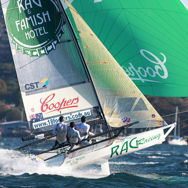 Rag Racing in full flight during the 2009-2010 Season photo copyright Frank Quealey taken at Australian 18 Footers League and featuring the 18ft Skiff class