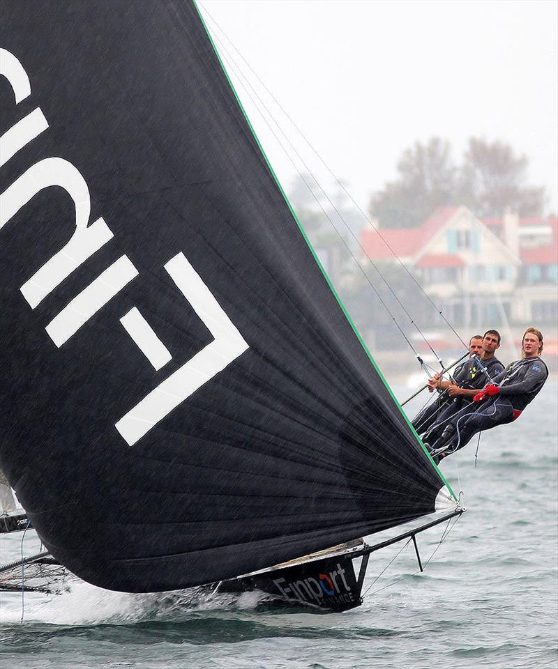 Finport Finance gained on the leaders on the first run across the harbour to Athol Bay - 2019 JJ Giltinan Championship photo copyright Frank Quealey taken at Australian 18 Footers League and featuring the 18ft Skiff class