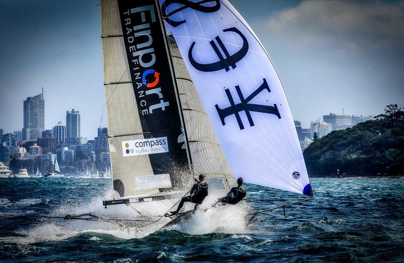 Finport Finance was one of the fastest in the JJ Giltinan 2019  - 18ft skiffs, Sydney photo copyright Michael Chittenden taken at Australian 18 Footers League and featuring the 18ft Skiff class