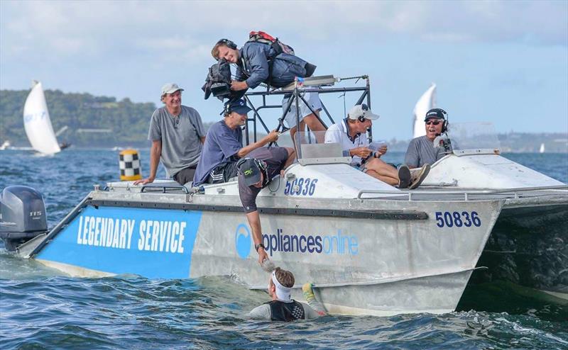 Camera Cat gets in close - 18ft skiffs, Sydney photo copyright Michael Chittenden taken at Australian 18 Footers League and featuring the 18ft Skiff class