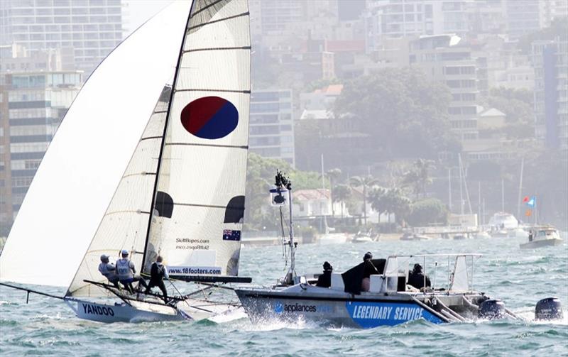 Close up to the downwind action at the JJs photo copyright Frank Quealey taken at  and featuring the 18ft Skiff class