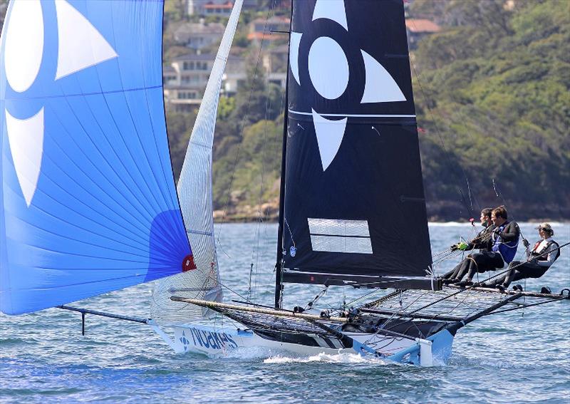 Yvette Heritage send Noakes Blue downwind on the first lap of the course - photo © Frank Quealey