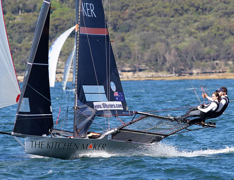 The Kitchen Maker-Caesarstone team in action during the 2018- Season on Sydneyu Harbour photo copyright Frank Quealey taken at Australian 18 Footers League and featuring the 18ft Skiff class